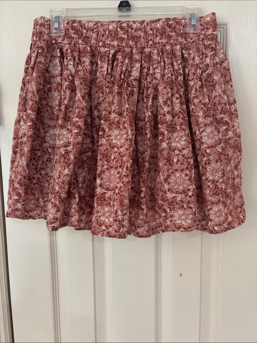 American Eagle Outfitters Pink Floral Elastic-Waist Mini Skirt